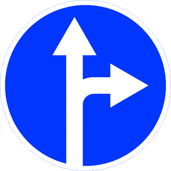 Знак 4.1.4 движение прямо или направо - Дорожные знаки - Предписывающие знаки - Магазин охраны труда ИЗО Стиль