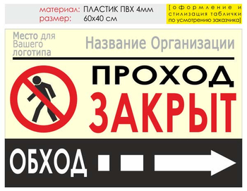 Информационный щит "обход справа" (пластик, 60х40 см) t08 - Охрана труда на строительных площадках - Информационные щиты - Магазин охраны труда ИЗО Стиль