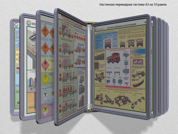 Настенная перекидная система а3 на 10 рамок (серый) - Перекидные системы для плакатов, карманы и рамки - Настенные перекидные системы - Магазин охраны труда ИЗО Стиль